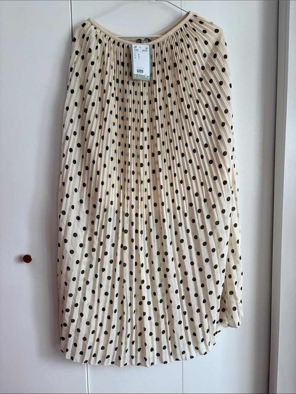 H&M Cream Midi Skirt with Black Polka Dots
